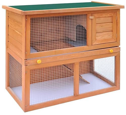 Gecheer Kaninchenkäfig Kaninchenstall Kleintierhaus Hasenstall Beschichtetes, ausziehbares Schubfach für einfache Reinigung Kleintierstall Kleintierkäfig Geeignet für Kaninchen,Witterungsbeständig