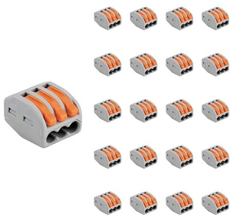 Borne de raccordement à levier 3 entrées avec serre câble (Pack de 20) - SILAMP