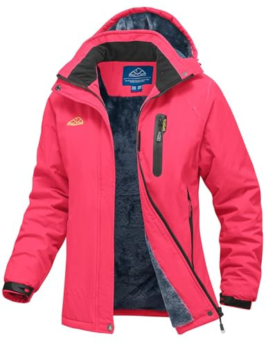 YSENTO Damen Winterjacke Wasserdicht Skijacke Softshelljacke Warm Gefüttert Winddicht Outdoor Snowboardjacke(Rose,L)
