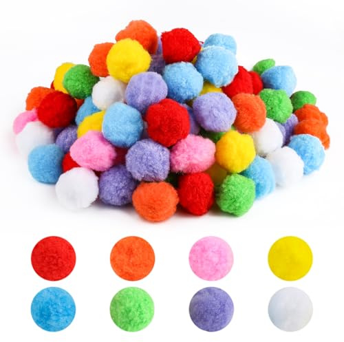 120 pompon colorati per fai da te, 4 cm, pompon multicolore, palline di feltro colorate per fai da te, accessori per capelli fini, decorazioni per feste