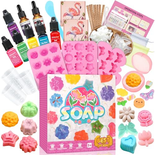 UCAMP Kits DIY Seife Selber Machen Set,Seife Selber Machen Kinder,Seifenherstellung Machen Kinder,Seife selber Machen Silikonformen Seife Set,Seifen Silikonform Handwerk Geschenk für Mädchen