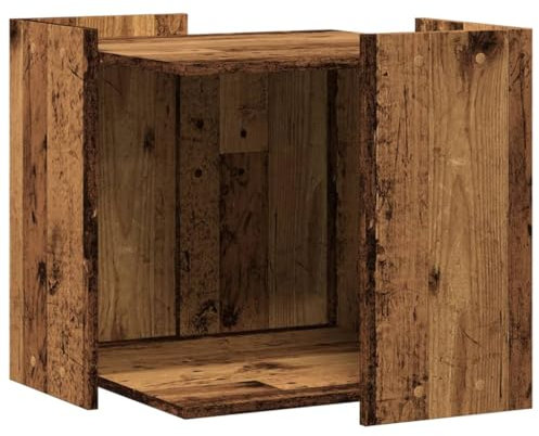 vidaXL Katzenklo Schrank, Katzenschrank Katzentoilette, Beistelltisch Katzenhaus, Katzenmöbel Verstecktes Design, Altholz-Optik Holzwerkstoff