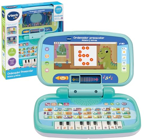 VTech-Baby Ordenador Preescolar Música y Letras, Ordenador Infantil, Fomenta Aprendizaje Alfabeto, Números, Letras, Música, 2 Modos de Juego, Regalo niños +1.5 años, Versión ESP