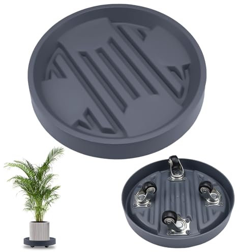 Support de Plantes Rond avec roulettes Dissimulées pour Pot de Fleurs,Support Roulant Plante Rond,Plateau de Jardinière Mobile Soucoupe à Plantes sur roulettes,Chariot à Palettes pour Plantes à 360°