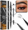 2 Stück Augenbrauenstift Wasserfest, 2-in-1 Dual-Ended Microblading Augenbrauenstift, Wischfest Eyebrow Pencil Kann Leicht Natürliche Augenbrauenfarbe(2 Stück Schwarz)