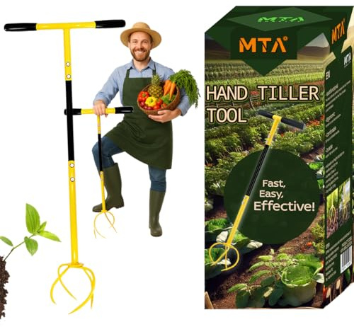 Twist Tiller Gartenkralle mit 4 Zinken – robuster Handgrubber, Kultivator & Unkrautentferner in einem – höhenverstellbar, ergonomischer Griff, ideal für Gartenbeete & lockere Böden