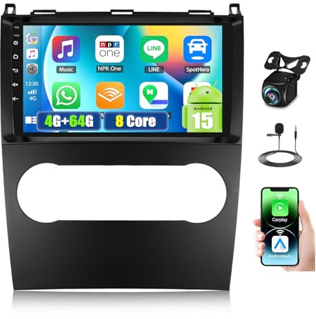 Android 15, 4G+64G 8Core GOHHDL Qualcomm Autoradio 2DIN per Mercedes Benz Classe A B B200 W169 A160 2008-2012 con Carplay Android Auto, Radio da 9 Pollici con GPS WIFI BT FM/RDS DSP SWC Retrocamera