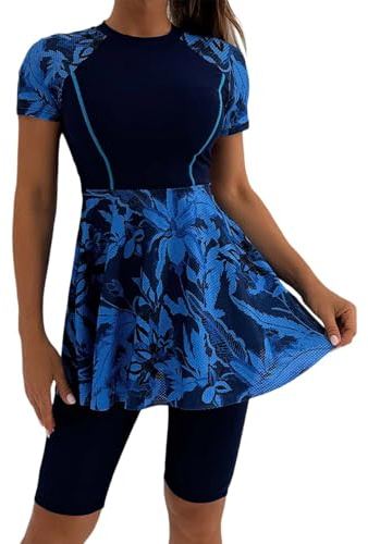 Neopreno Mujer Bañadores Mujer Neopreno Corto Traje De Baño con Short Ropa Protección Solar Camiseta Manga Larga Swimsuit Bañador Deportivo 2 Piezas Ligero Natacion Dos XXXXL Trajes La En El Agua