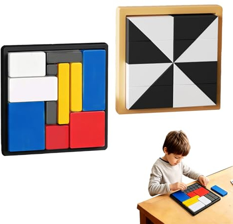 Wooden Hidden Block Puzzle, 2PCS Wooden Hidden Block Puzzle Set: Montessori Logic Puzzle Game for Shape Matching, Colour Logic Puzzle Games, Brain Teaser for Kids & Adults