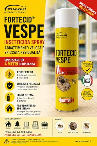 Fortecid® Vespe Spray Pronto all'Uso, REPELLENTE Vespe e Calabroni, 750 ml