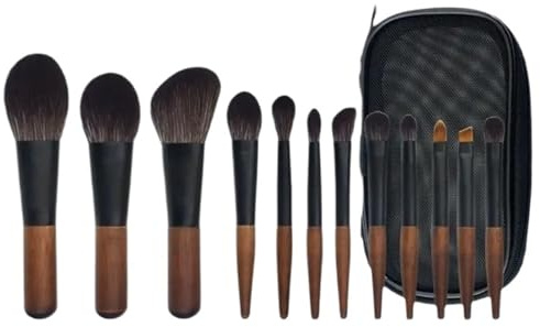 Makeupborstset 12 st resesminkborstar ögonskuggsborste pulver blusher flytande foundation BB kräm bärbar smink med väska