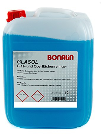 Bonalin Glasreiniger Glasol Anwendungsfertiger Glasreiniger 10 Liter für verglaste Flächen, Spiegel und Kacheln