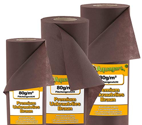 Aquagart Markväv I 225 m² ogrästyg I brun I perfekt för barkmulch bredder 1,8 m I 80 g/m² I utan kemikalier I luft- och fuktgenomsläpplig, ruttbeständig