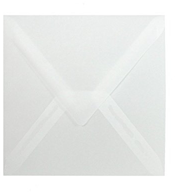 Paper24 25 quadratische Briefumschläge, Farbe: Transparent, Format: 125 x 125 mm (12,5 x 12,5 cm) mit Dreieckslasche