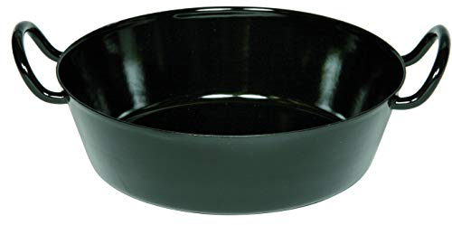 Riess, 0383-022, Schnitzelpfanne 30, CLASSIC - SCHWARZEMAILE, LBH 32,6x29x10,8cm, Gew. 1,164kg, Emaille, 2 Griffe, Fettpfanne, Garpfanne, Schwarz, Induktion