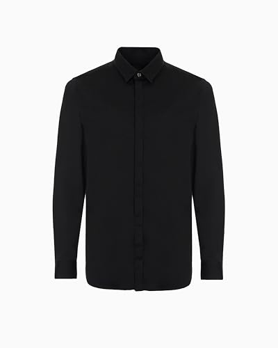 Armani Exchange Smart Stretch Satin Camicia, Nero (Black 1200), Small Uomo