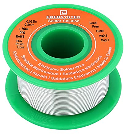 Lead-Free Solder Wire Rosin Core Flux 0.8mm Electric Solder Fine Sn99 Ag0.3 Cu0.7 Flow 0.032in 0.11lb No Lead for Electronics Soldering Unlead 50g