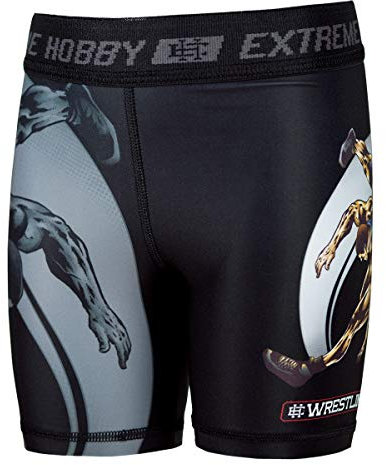 EXTREME HOBBY Vale Tudo Kurze Hosen für Kinder Wrestling, Kompressionsshorts MMA Boxen Leggings Schnell Trocknende REH-TECHRESPONSE Martial Arts Größe 116