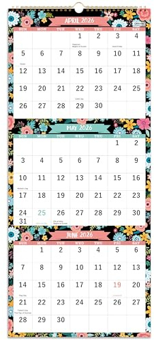 Calendar 2026-2027 - MAY 2026 - JUNE 2027, 3 Month Display 2026-2027 Wall Calendar (Folded in one Month), 11.3 x 26 (when opened), Vertical Calendars