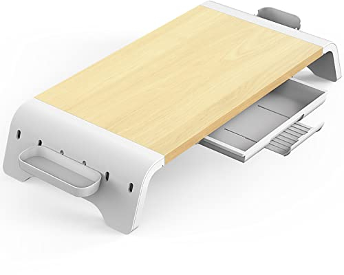 Fenge Réhausseur d'Écran en Bois,Support de Moniteur Pré-Montage,Support d'Ordinateur Portable,PC,TV,Imprimante- avec Accessoires de Rangement,52X23,5X8,9cm