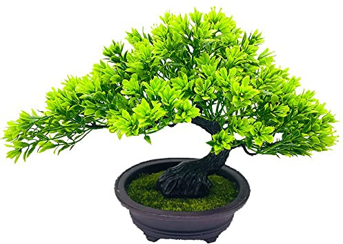 Fycooler Artificial Bonsai Tree Fake Plants Japanese Decorative Faux Plants,Simulation Pine Tree Potted Plant, Small Potted Realistic Green Plant for Indoor/Outdoor Home Office Desk Décor,12.6 Length