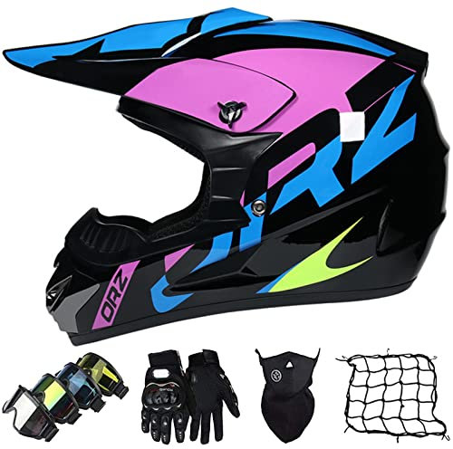 Casco Motocross Adulto Homologado ECE Con Gafas Máscara Guantes Red de Moto Cross Integral Para Mujer Hombre Todoterreno Downhill Casco Deportivo Off-Road