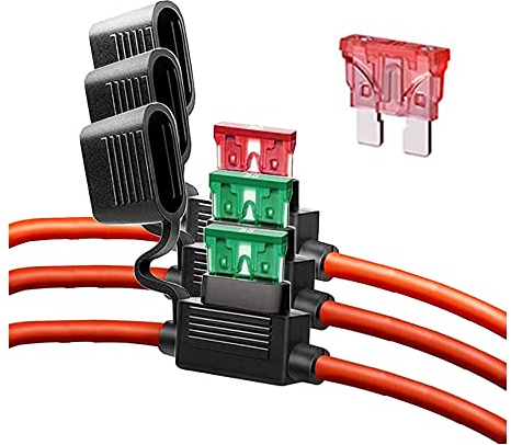 GUUZI 3 Stück ATO 12 AWG Sicherungshalter 32V mit Mittlerer Sicherung für Auto, LKW, Automobil, Marine, Industrie und Wohnmobil