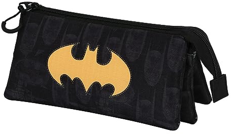 Batman Batstyle-ECO Dreifach Federmäppchen, Schwarz