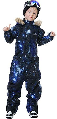 Bluemagic Tute da Neve Bambino e Ragazzi, Tute da Sci Bambine e Ragazze, Tuta da Neve di un Pezzo Bambini Antivento, Calda, Impermeabile e Traspirante(Via Lattea, 140 cm, 9-10 Anni)