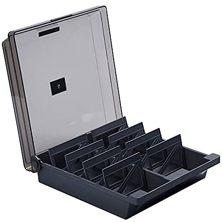 (24 x 22 x 7,5 cm) Caja de plástico negro para tarjetas de registro de índice, caja de archivo de dos tamaños con separadores y pestañas de índice A-Z para tarjetas de visita estándar 500/1000