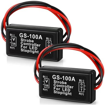 CGEAMDY 2 Pezzi Auto Controller Flash Stroboscopico, Modulo Lampeggiatore Auto LED Flash Strobe Controller, LED Flash Luci Stroboscopico Controllore per Motocicli Auto Camion Automobile Veicolo