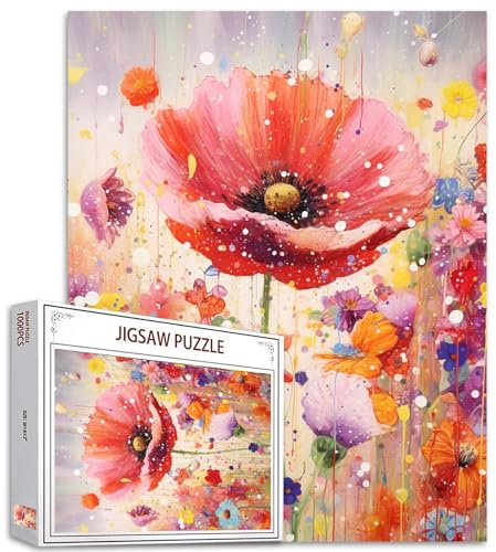 Tucocoo Puzzle Coquelicot Rouge 1000 Pièces Activité Familiale Décoration Murale Cadeau