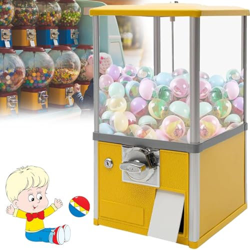 Distributore Automatico di Caramelle Gommose, Ddistributore Automatico di Capsule con Serrature per Capsule Giocattolo da 4,5-5,5 Cm di Diametro per Compleanni, Natale Feste per Bambini,Yellow