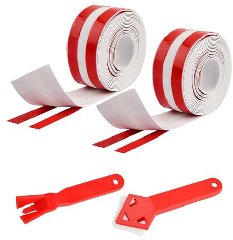 4 Piezas Cinta Selladora Baño, Cinta Autoadhesiva Selladora Impermeable, Cinta Selladora Bañera con 2 Herramientas de Sellado para Cocina, Baño, Inodoro, Esquina - Blanco