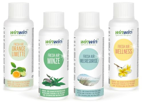 winwin clean Systemische Reinigung - 4 x FRESH AIR 100ML I Minze I Meeresbrise I Wellness I Orange-Limette