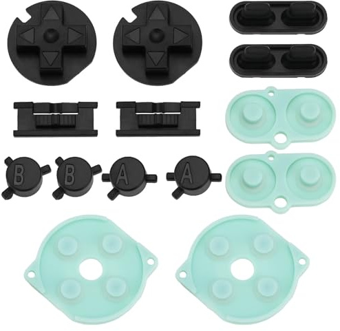 EMSea Lot de 2 kits de boutons conducteurs en caoutchouc de silicone compatibles avec Game Boy Color/Gameboy GBC Bouton marche/arrêt, vert clair + noir