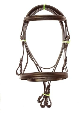 Sazaar Tack Bride en cuir faite à la main avec rênes pour cheval complet Marron ST-018A