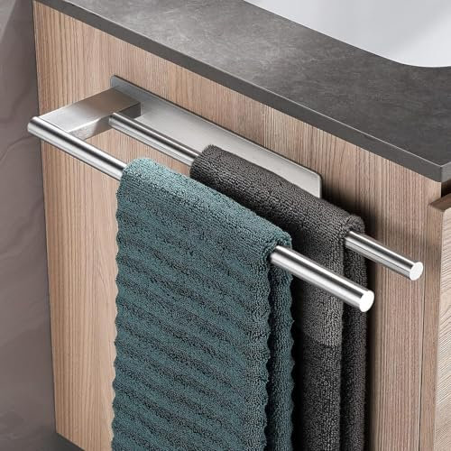 FCINNOVA Toalleros de Baño Sin Taladro de 39cm y Acero Inoxidable Cepillado 304 un Toallero Adhesivo Baño de Facil Instalación y resitente fiajación Adhesiva Toallero sin Taladro Elegante y Versatil