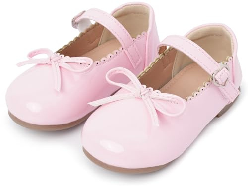 Adigau Mary Jane - Zapatos para niña con lazo brillante, planos de princesa, zapatos de piel, cierre de , antideslizantes, talla 21-30 EU