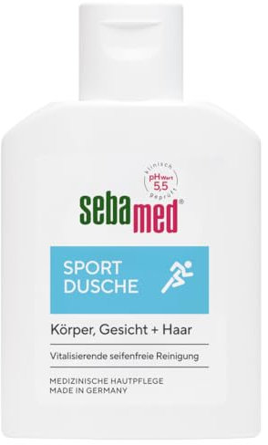 Sebamed Doccia sportiva 3 in 1, 50 ml, in pratica misura da viaggio, per corpo, viso e capelli, per uomini e donne, cura della pelle e dei capelli per pelle e cuoio capelluto