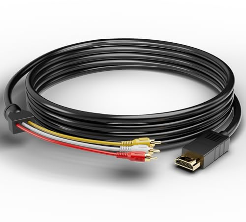 Eanetf HDMI to RCA Cable with Built-in Converter, 1080P HDMI to 3 RCA AV Adapter (Composite Video + Audio), 5ft (1.5m) for Connecting DVD Player, HDTV, PC to Old TV, Projector, Legacy Devices