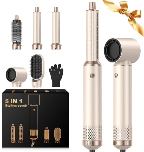 Airstyler 5 in 1 OKWRAP Asciugacapelli 5 in 1,Hairstyler 5 in 1 Multifunzione Phon Capelli,Spazzola Asciugacapelli Per Dare Volume Ai Capelli, Lisciare, Arricciare, Ioni Air Curler Brush,per Capelli