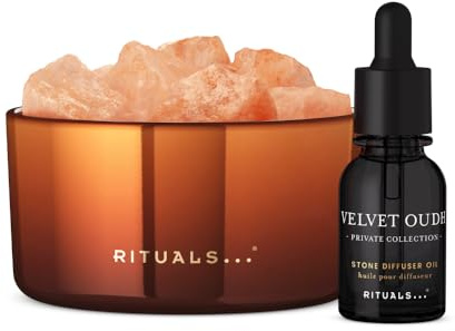 Rituals Velvet Oudh Salzsteindiffuser mit Himalaya-Kristallen, Private Collection, 20 ml Duftöl, Oudh Rose Safran, bis zu 5 Monate