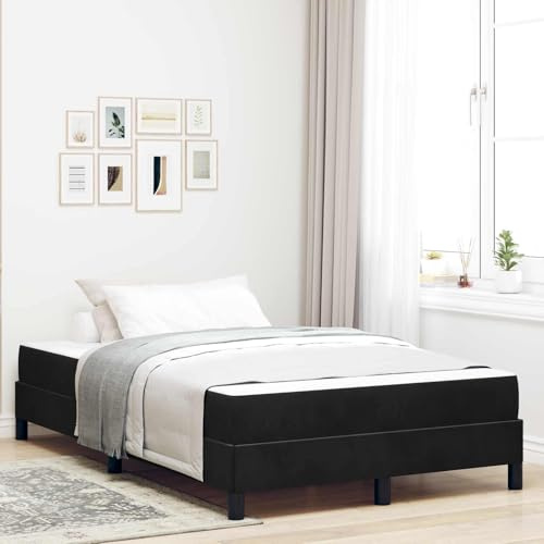 Teenpull Cama somier Base lecho canapé tapizado Negro con colchón de muelles ensacados, Estructura de Madera, 120 x 190 cm, Dormitorio Adulto e invitado, Descanso Estable