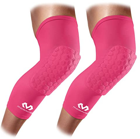 Knee Compression Sleeves: McDavid Hex Knee Pads Compression Leg Sleeve for Basketball, Volleyball, Weightlifting, and More - Pair of Sleeves, PINK, Adult: SMALL