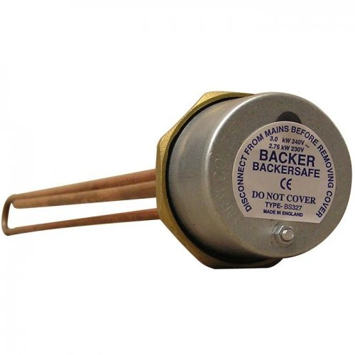Backer 18 Immersion Water Heater with Thermostat & Safety Cut Out 3kW Copper Element