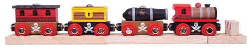 Bigjigs Rail Wooden Pirate Train - Other Major Wood Rail Brands are Compatible