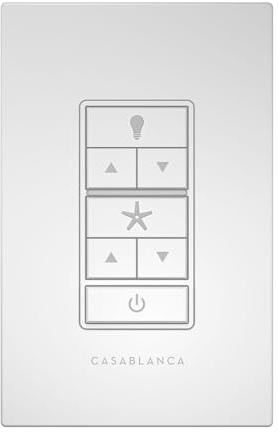Casablanca Universal Ceiling Fan Wall Control Switch - Hunter & Casablanca Fan Light Switch, 4 Speed Control, Full Range Light Dimmer, Indoor Use - 99195, White