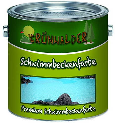 Grünwalder Schwimmbeckenfarbe premium Poolfarbe in Blau Weiß Grün Seegrün Grau Anthrazitgrau Lichtgrau ungiftige, wasserdichte Teichfarbe (1 L, Moosgrün)