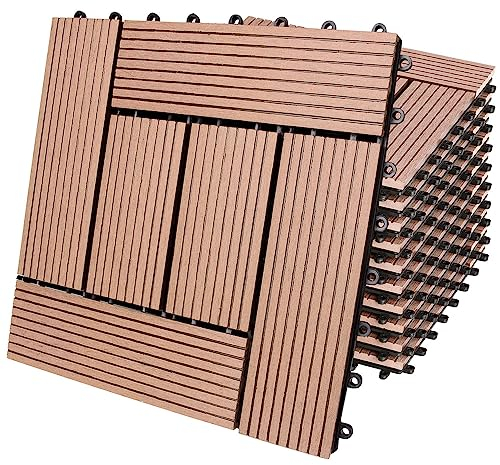 Deuba Piastrelle da Giardino in WPC 1m² Mattonelle 30x30cm Sauna Patio terrazza Esterno Terracotta